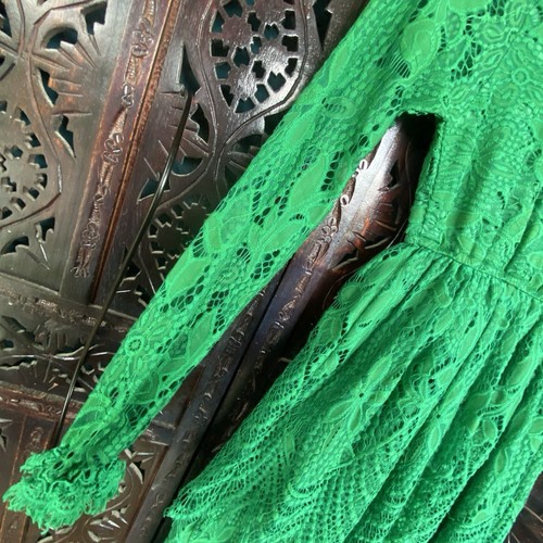 100 Cotton Trish Scully Emerald Green Lace Dress Girls 12 Occasion Fairy Tulle - Picture 13 of 17