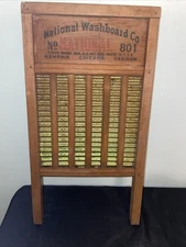 National Washboard Co The Brass King #801 Wood Brass Vintage Wash Board  EUC