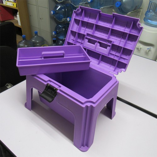 Large Tool Storage Box (Purple Plastic Step Stool Utility Case) - Picture 2 of 2