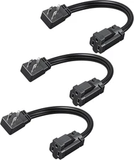 Heavy Duty 1Ft Extension Cord 3-Prong 15A 1875W 14/3 Flat Wire 3-Pack Black