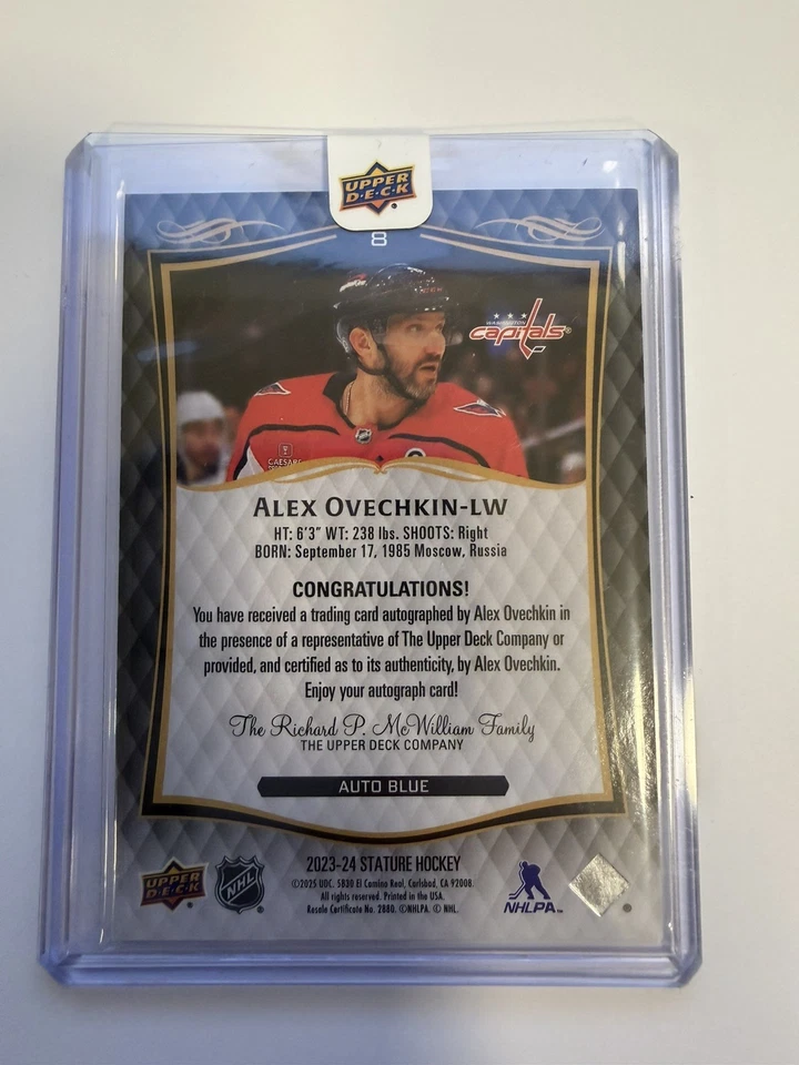 Autógrafo Alex Ovechkin 2024-25 Estatura Cubierta Superior Azul/25 Foto 2 de 2