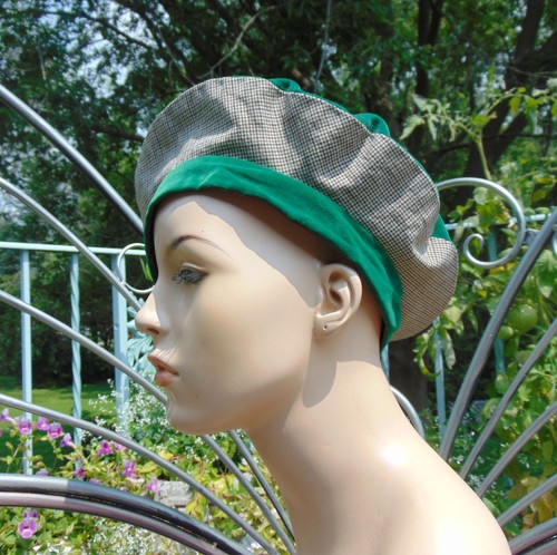 VTG 1940s Green Velvet Tam/Beret & Arm Purse - Picture 8 of 16