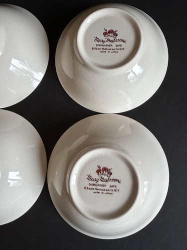 Vintage Merry Mushroom Sears Roebuck zuppiere cereali 6” 1977 Giappone set di 4 - Foto 9 di 10