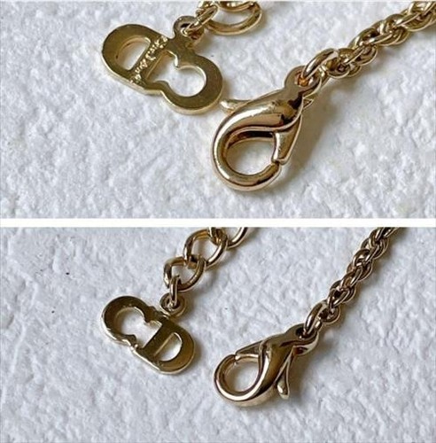 Collar Christian Dior 6 Tipos de Dijes Cuadrados Oro Negro Estrás y Pendientes - Imagen 7 de 8