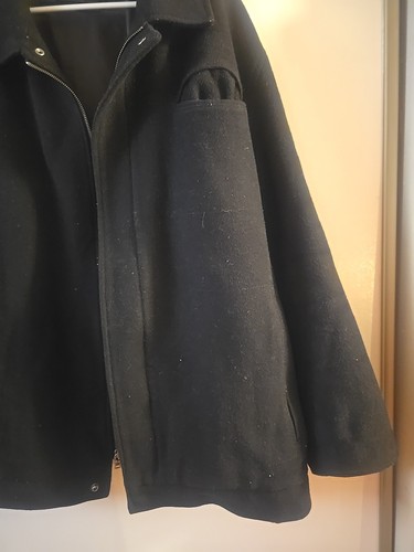 Alfani Black Wool Blend Full Zip Winter Pea Coat Jacket Mens Size XL - Picture 3 of 7