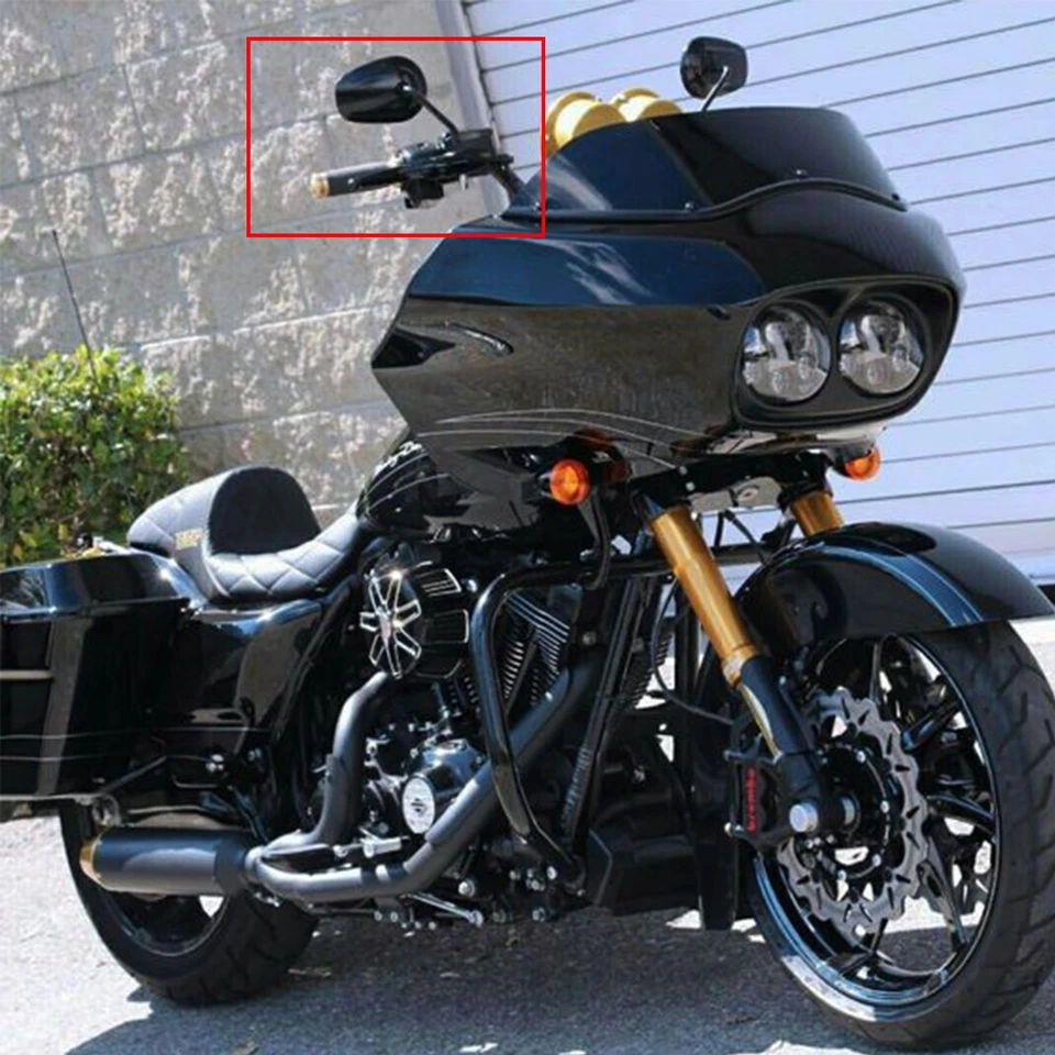Espejos retrovisores negros para motocicleta Harley Davidson Street Glide Road King Softail EE. UU. Foto 3 de 4