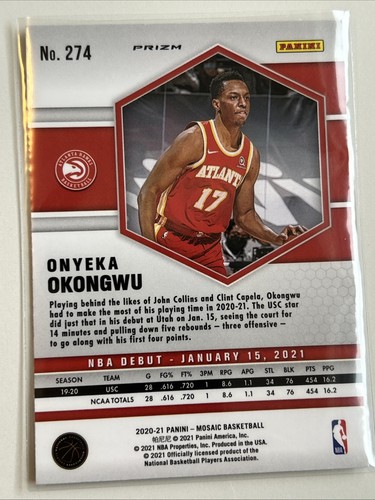 2020-21 Mosaic NBA Debut Fast Break Silver Prizm Onyeka Okongwu Rookie RC Hawks - Picture 2 of 2
