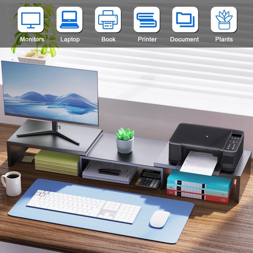 Dual Monitor Stand for Desk, Metal Computer Stand, Desk Shelf Riser,Desktop O... - Picture 3 of 7