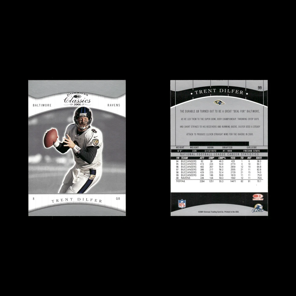 Trent Dilfer #99 2001 Donruss Classics Baltimore Ravens Football Card NFL - Image 3 of 3