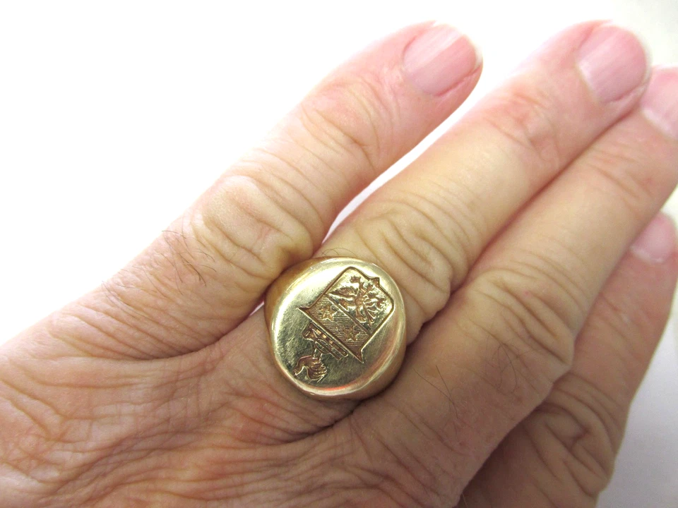 Auténtico Anillo Cresta Sello Tiffany & Company 14k Vintage Talla 9.75 HACER OFERTA Foto 2 de 4