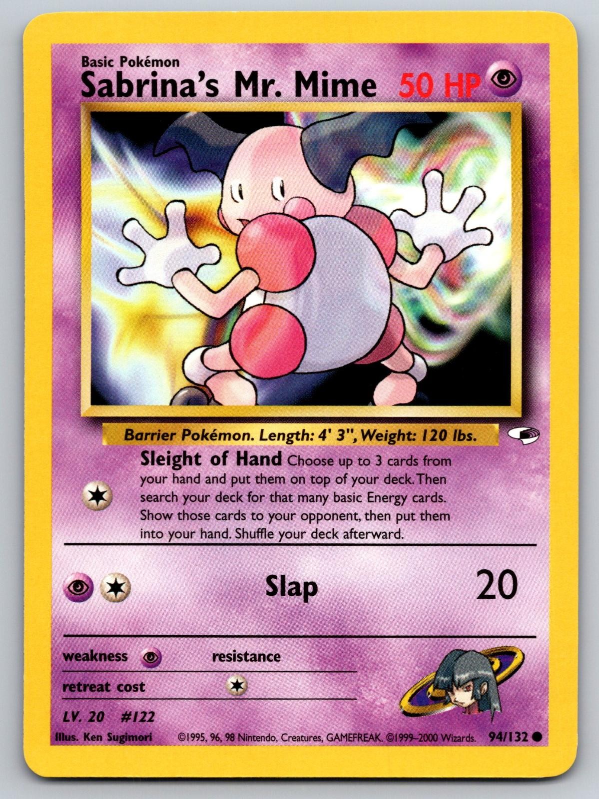 Sabrina's Mr. Mime 94/132 Common Gym Heroes Pokemon Unlimited Near Mint