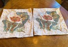 2 Pottery Barn Crewel Embroidered Butterfly Cushion Pillow Covers 20x20”