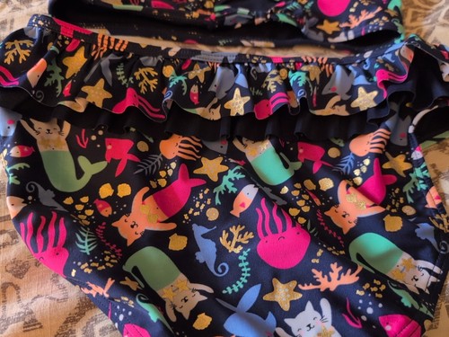 Cat & Jack Bikini Cat Mermaids Navy Pink Ruffle Sleeve Nwt XL 14/16 Girls - Picture 6 of 6