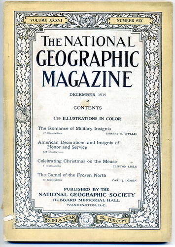 THE NATIONAL GEOGRAPHIC MAGAZINE DECEMBER 1919 - MILITARY INSIGNIA, MEUSE,