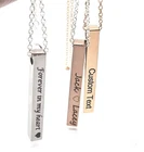 Personalised Stainless Steel Bar Pendant Necklace Custom Engraved Gift