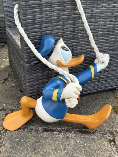Vintage Disney Donald Duck Hanging From A Rope Statue ornament Big Fig - Picture 1 of 8