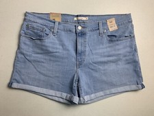 LEVI'S MID LENGTH DENIM JEAN SHORTS WOMEN'S SIZE 18 Waist 34 NWT Light Blue