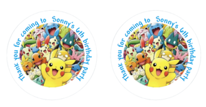 Birthday Goody Bag Stickers Party Thank You 24 Personalised Pikachu