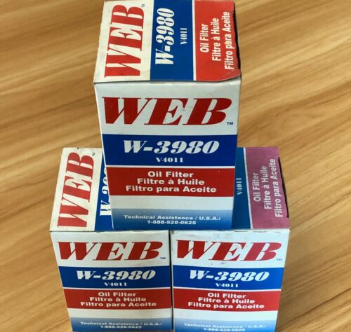 3PC Web W-3980 Engine Oil Filter {NOS} Cross to CARQUEST 85036 - Picture 2 of 3