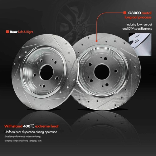 2pcs Rear Side Drilled Brake Rotors for Honda CR-V 2017-2023 Acura TLX 2015-2020 - Picture 3 of 9