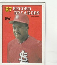 FREE SHIPPING1988 Topps '87 Record Breakers Collector's Edition Vince Coleman #1