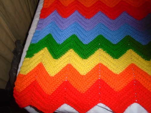 "Manta Granny Afghan Chevron tejida a mano multi 48"" X 72""" - Imagen 2 de 9