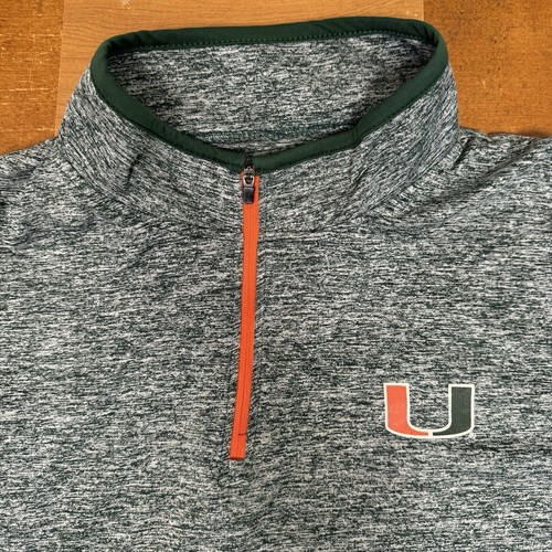 Miami Hurricanes Sweater Mens 2XL Green Pullover 1/4 Zip Lightweight - Picture 3 of 12