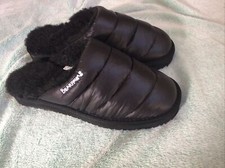 Women's Bearpaw Puffy Black Fur Lined Slippers Slides Shoes Women  s 10 EUC