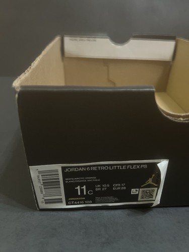 Sz 11c - NIKE AIR JORDAN 6 RETRO LITTLE FLEX PS ‘ARCTIC ORANGE’ [CT4416-108] NEW - Picture 12 of 12