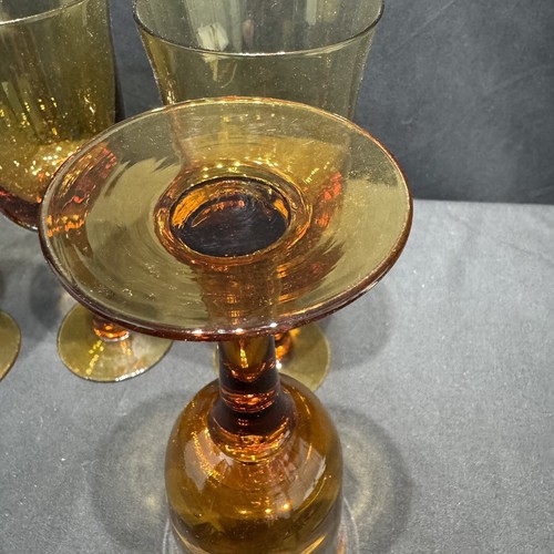 Set 4 bicchieri da vino vintage ambra soffiati a mano - Foto 4 di 6