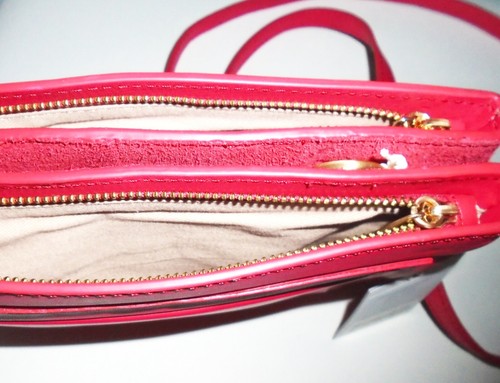 Jigsaw Tanvi Crossbody Bag coral red leather double compartment New Tags BNWT - Picture 9 of 10