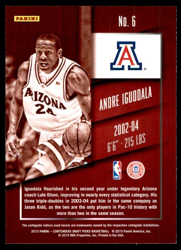 2015-16 Panini Contenders Draft Picks. Andre Iguodala  Basketball Cards #6 - Image 2 of 2