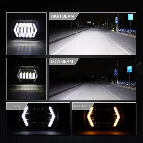 Par de faros LED 220W 7x6" 5X7" pulgadas haz alto/bajo para Dodge D150 D250 D350 DOT - Imagen 4 de 12