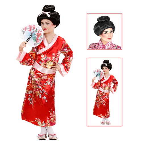 VESTITO CARNENALE + ACCESSORI GEISHA BAMBINA GIAPPONESE KIMONO PARRUCCA  11/13 | eBay