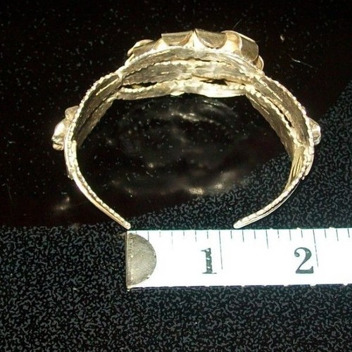 Vintage Sterling Silver & Amethyst Cabochon Cuff Bracelet STAMPED 48+G - Picture 11 of 12