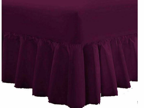 Luxury Plain Dyed Fitted Valance Sheet Poly-Cotton Frilled Bed Sheet All Sizes - Picture 15 of 15
