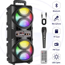 3000W Portable Bluetooth Speaker Sub Woofer Heavy Bass Sound System Party & Mic