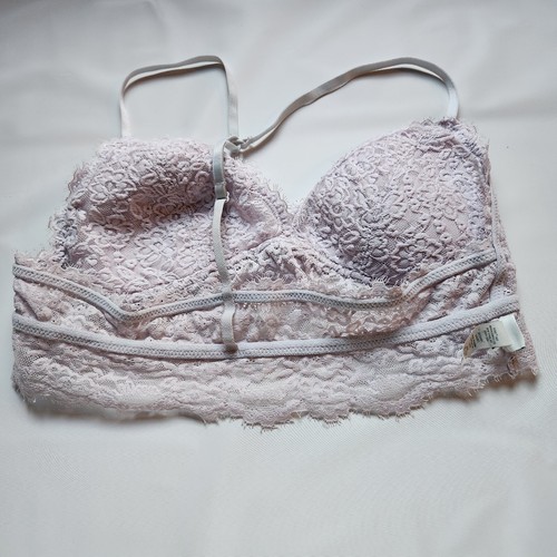 Aerie Lace Racerback Bralette Size M Light Padding Beige Racerback Light Purple - Picture 8 of 9