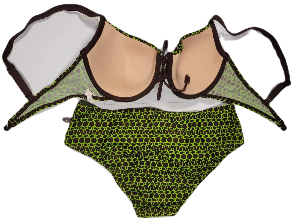 EVA Frauen Bademode Damen Bikini Bügel Lycra braun-lemon Cup C Gr. 36 - 40 - Bild 2 von 3