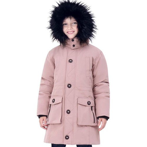 Girls XL Pink Winter Full Zip Heavyweight Waterproof Jacket Mid-Length Hooded