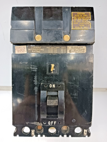 SQUARE D 100 AMP I-LINE CIRCUIT BREAKER 3 POLE 600 VAC / 250 VDC FA36100 (FLAW)