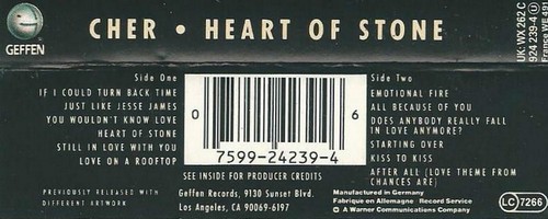 CHER HEART OF STONE CASSETTE ALBUM BONNIE TYLER BOLTON POP ROCK 2ND COVER VERSIO - Picture 3 of 10