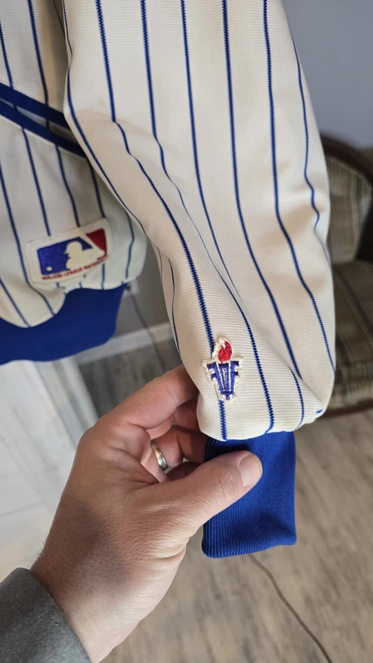 Vintage 80s MLB Felco Chicago Cubs Pin Stripe Baseball Jacket Sz Large -USA made - Image 4 of 4
