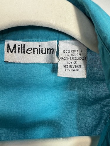 Millenium 100% Cotton Button Down Collar Ruffle Detail Top Blouse Belt Small - Picture 9 of 14