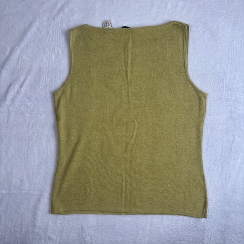 French Laundry Green Linen Blend Sleeveless Boat Neck Knit Tank Top Womens M - Picture 2 of 6