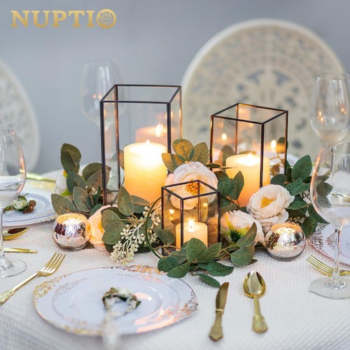 NUPTIO Hurricane Glass Candle Holders: 6 Pcs Clear Lantern Pillar Candles Hol... - Picture 3 of 7