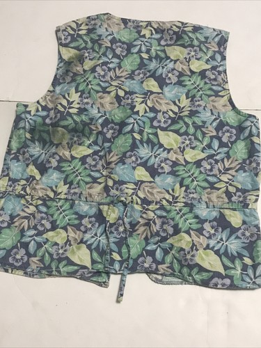 Susan Bristol Vest Blouse Size S Blue Floral Sleeveless 2526 - Picture 9 of 9