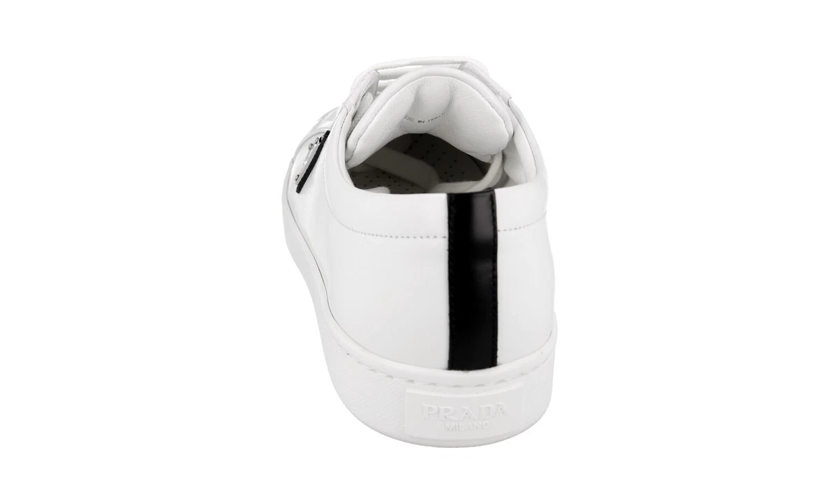 PRADA Leder Downtown Sneaker - 1E941M - Weiss Schwarz - NEU - 40 UK 7