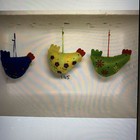 3 Gisela Graham Easter Decorations Embroidered ￼felt chickens New