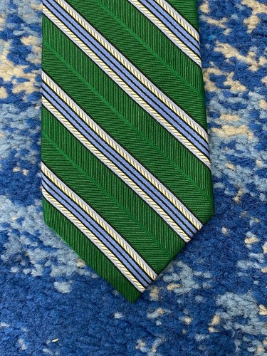 Jos. Corbata de seda A Bank Heritage verde azul plata negro rayas sesgadas - Imagen 5 de 6